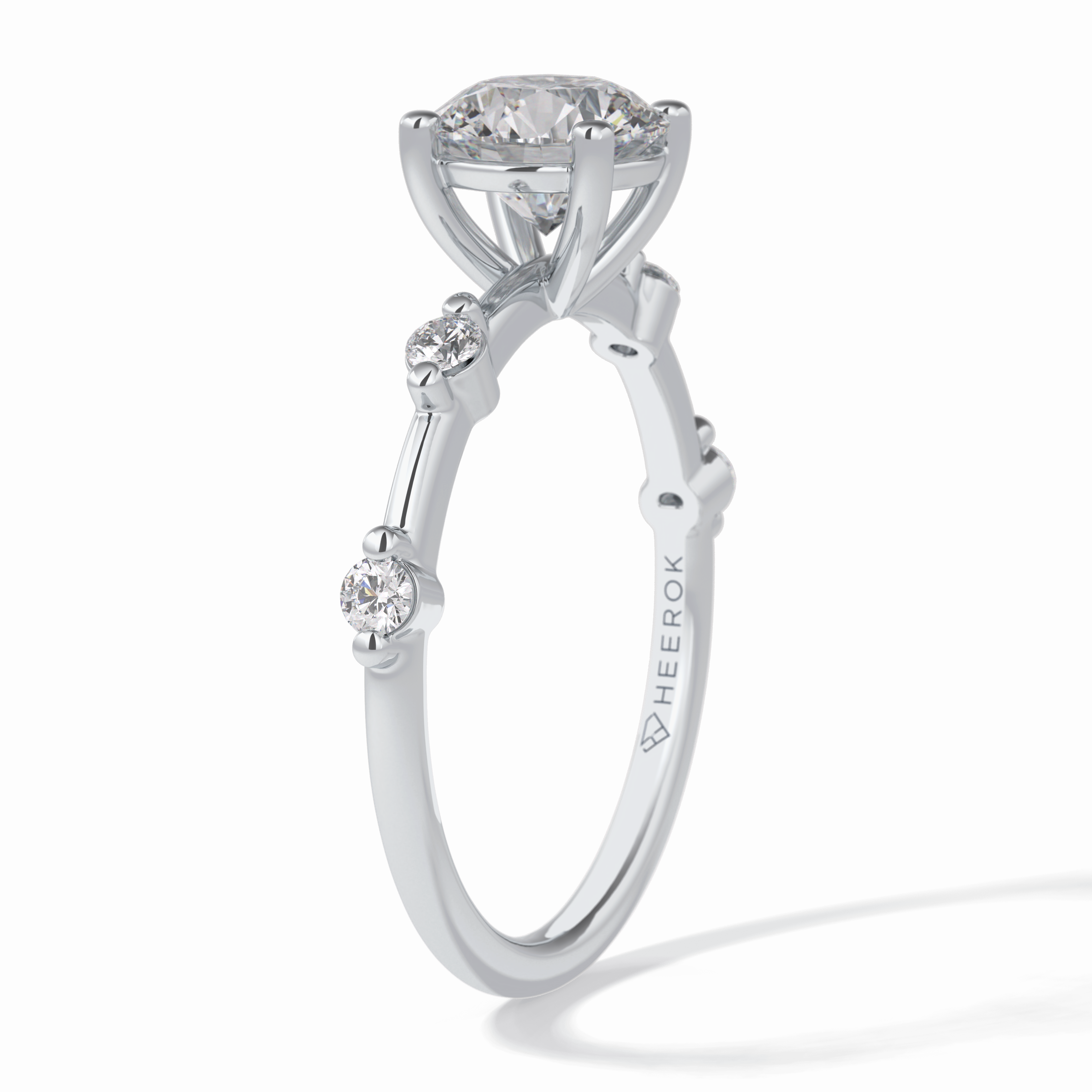 Quintessence 1.11 Carat Round VS1 Lab-Grown Solitaire With Accents Engagement Ring in 18k Gold