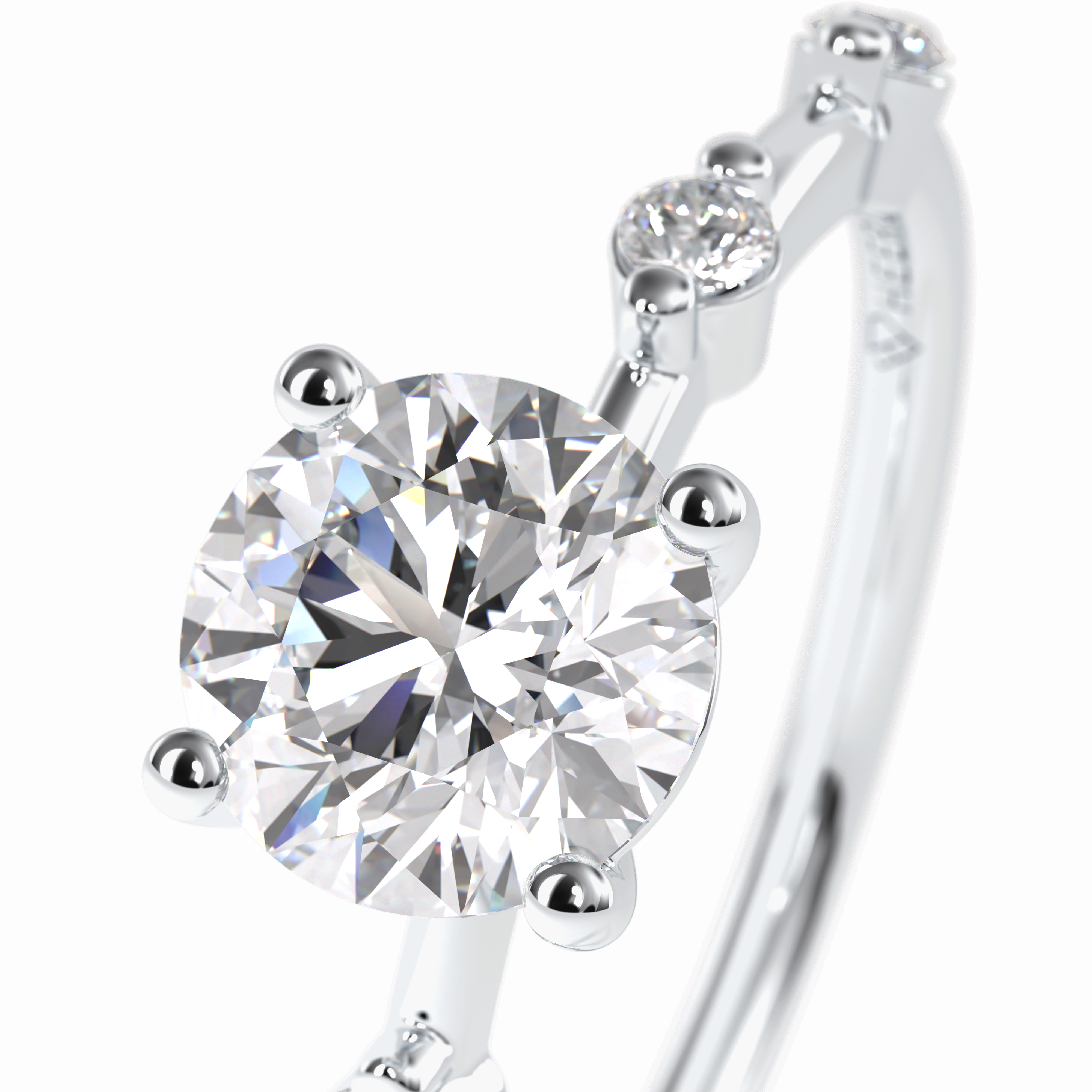 Quintessence 1.11 Carat Round VS1 Lab-Grown Solitaire With Accents Engagement Ring in 18k Gold