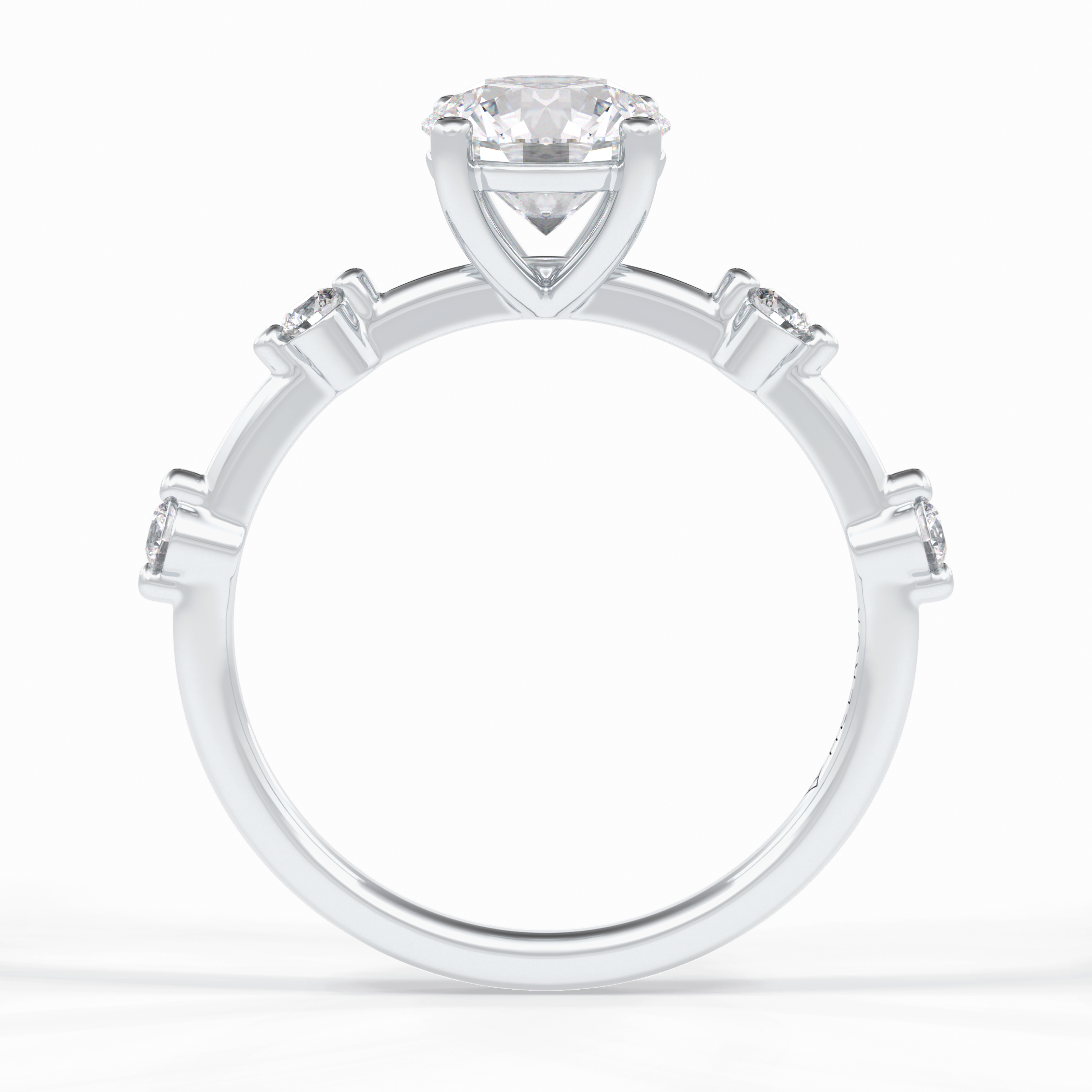 Quintessence 1.11 Carat Round VS1 Lab-Grown Solitaire With Accents Engagement Ring in 18k Gold