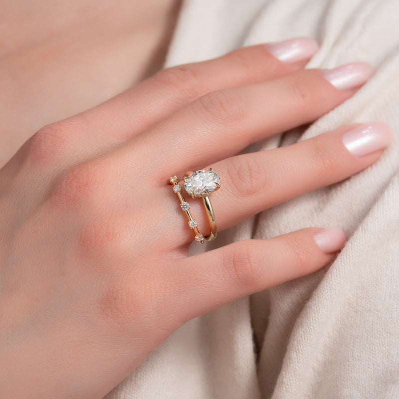 Radiant Bloom VVS1 Lab-Grown Half-Eternity Wedding Ring in 18K Yellow Gold Finger View