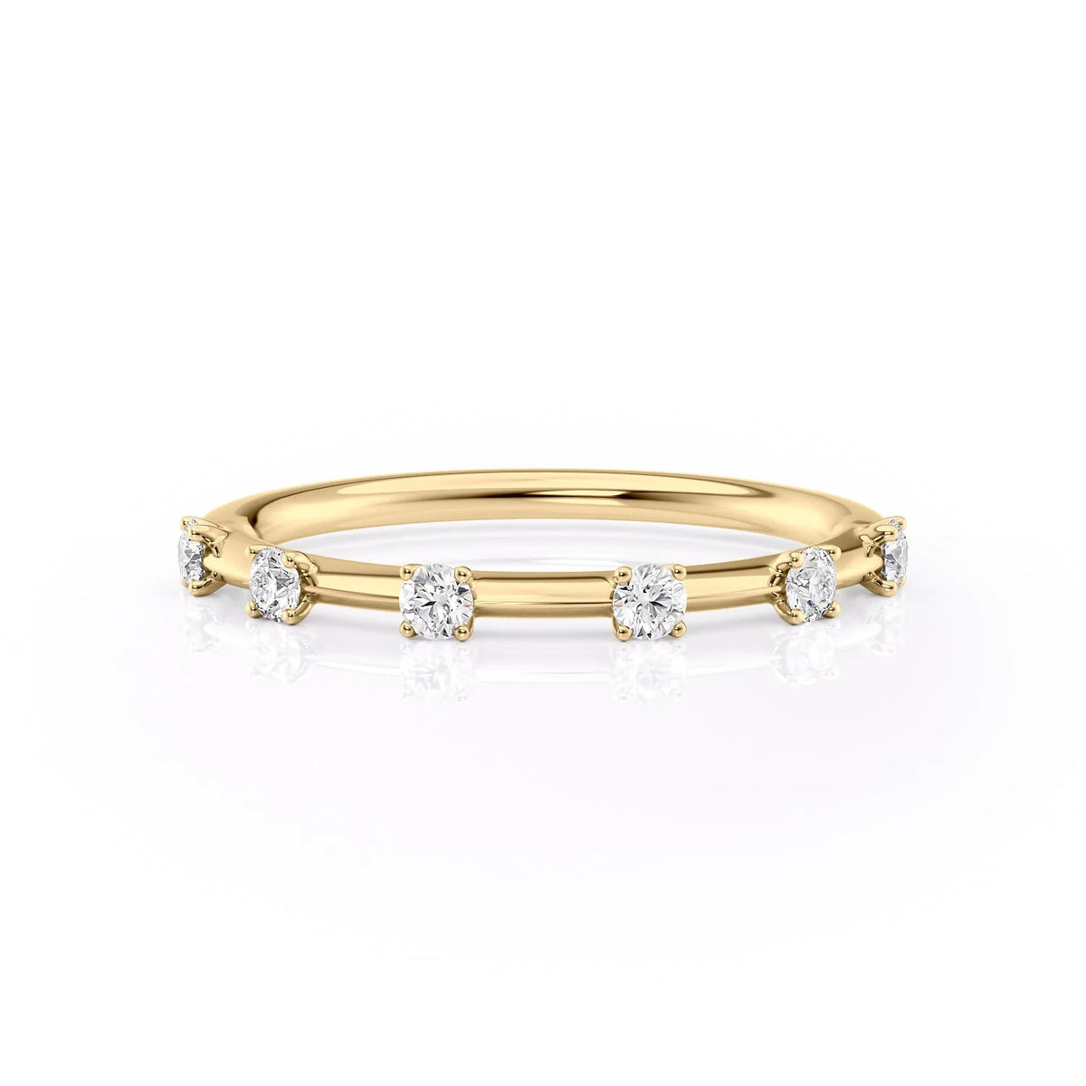 Radiant Bloom VVS1 Lab-Grown Half-Eternity Wedding Ring in 18K Yellow Gold Front View
