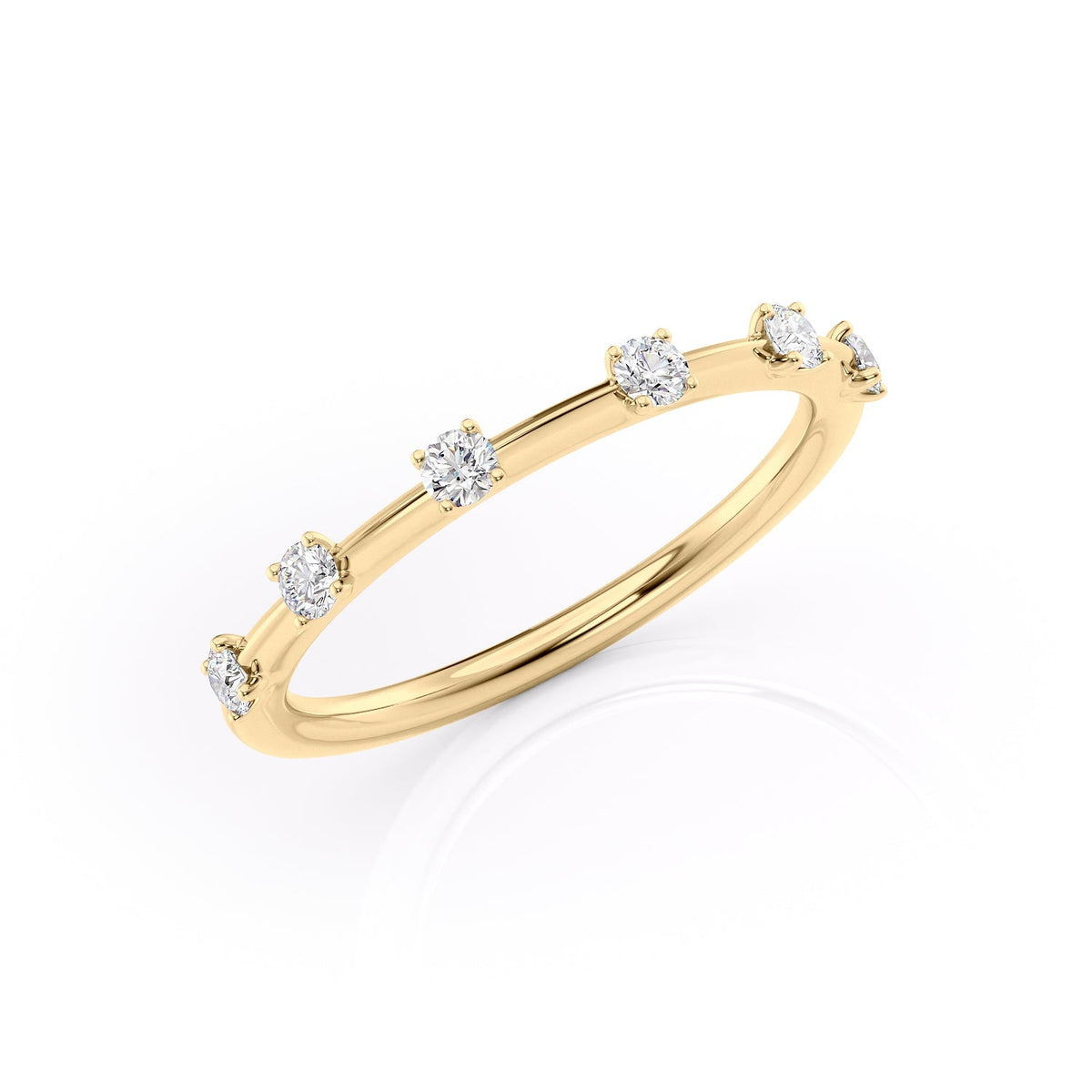 Radiant Bloom VVS1 Lab-Grown Half-Eternity Wedding Ring in 18K Yellow Gold Standing View