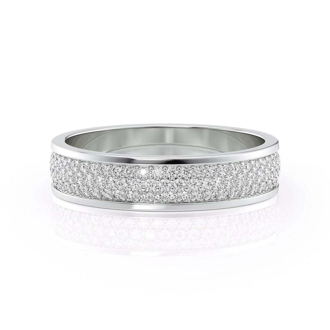 Radiant Cascade 1 Carat VVS1 Lab-Grown Half Eternity Wedding Band in 18K White Gold Front View