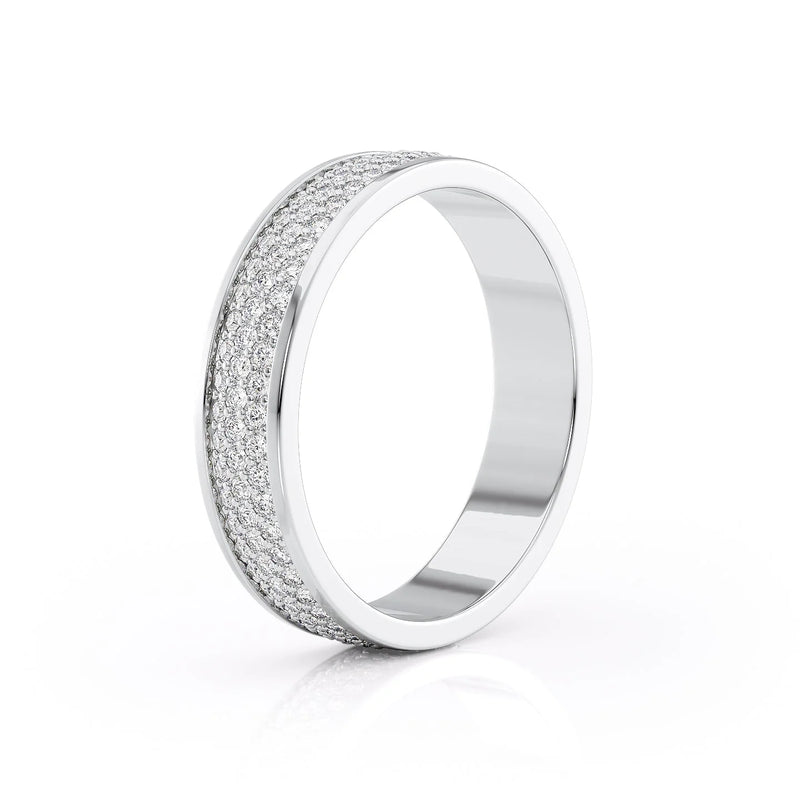 Radiant Cascade 1 Carat VVS1 Lab-Grown Half Eternity Wedding Band in 18K White Gold Front View
