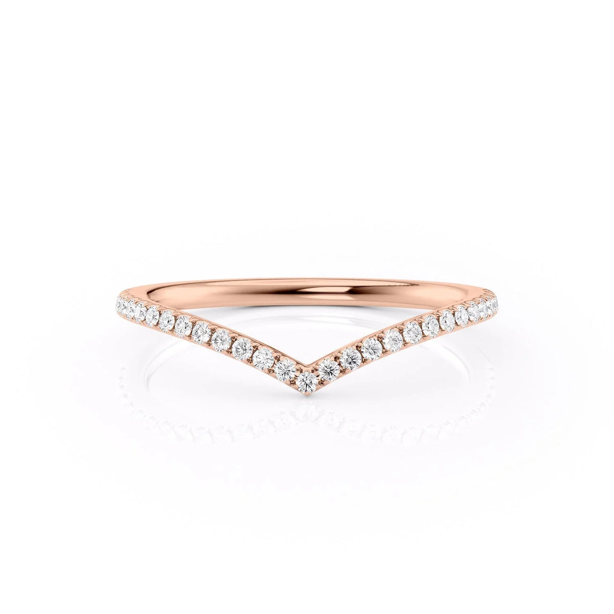 Radiant Crest VVS1 Lab-Grown Half Eternity Wedding Ring in 18K Rose Gold in Front View 