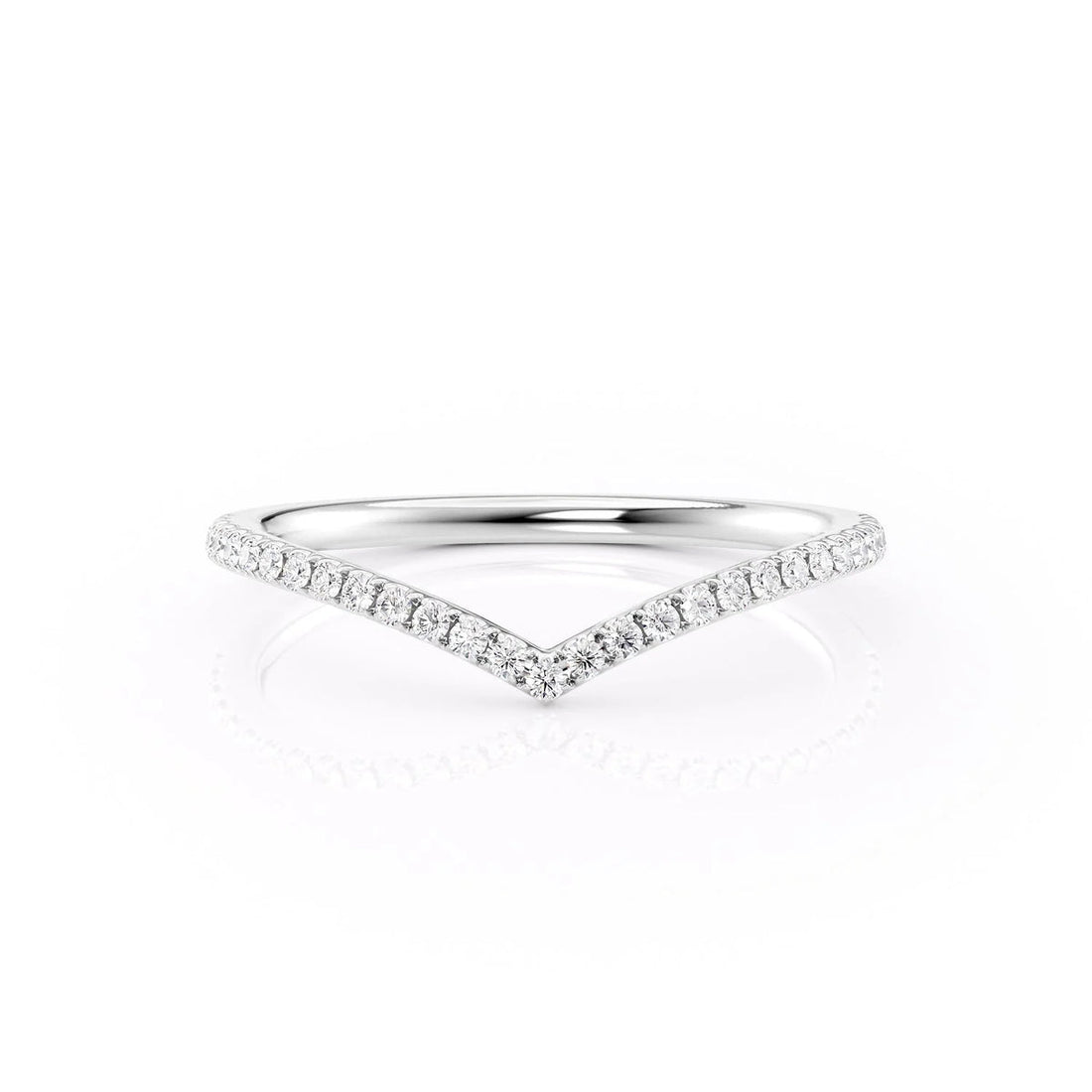 Radiant Crest VVS1 Lab-Grown Half Eternity Wedding Ring in 18K White Gold Front View 