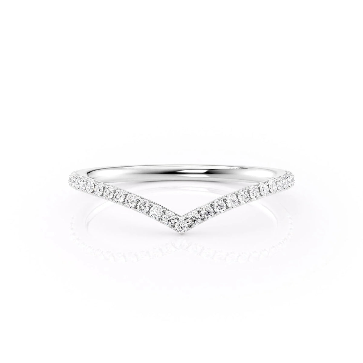 Radiant Crest VVS1 Lab-Grown Half Eternity Wedding Ring in 18K White Gold Front View 
