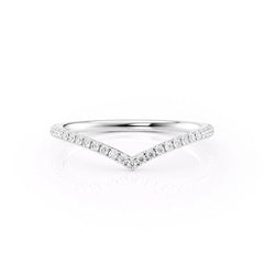 Radiant Crest VVS1 Lab-Grown Half Eternity Wedding Ring in 18K White Gold Front View 