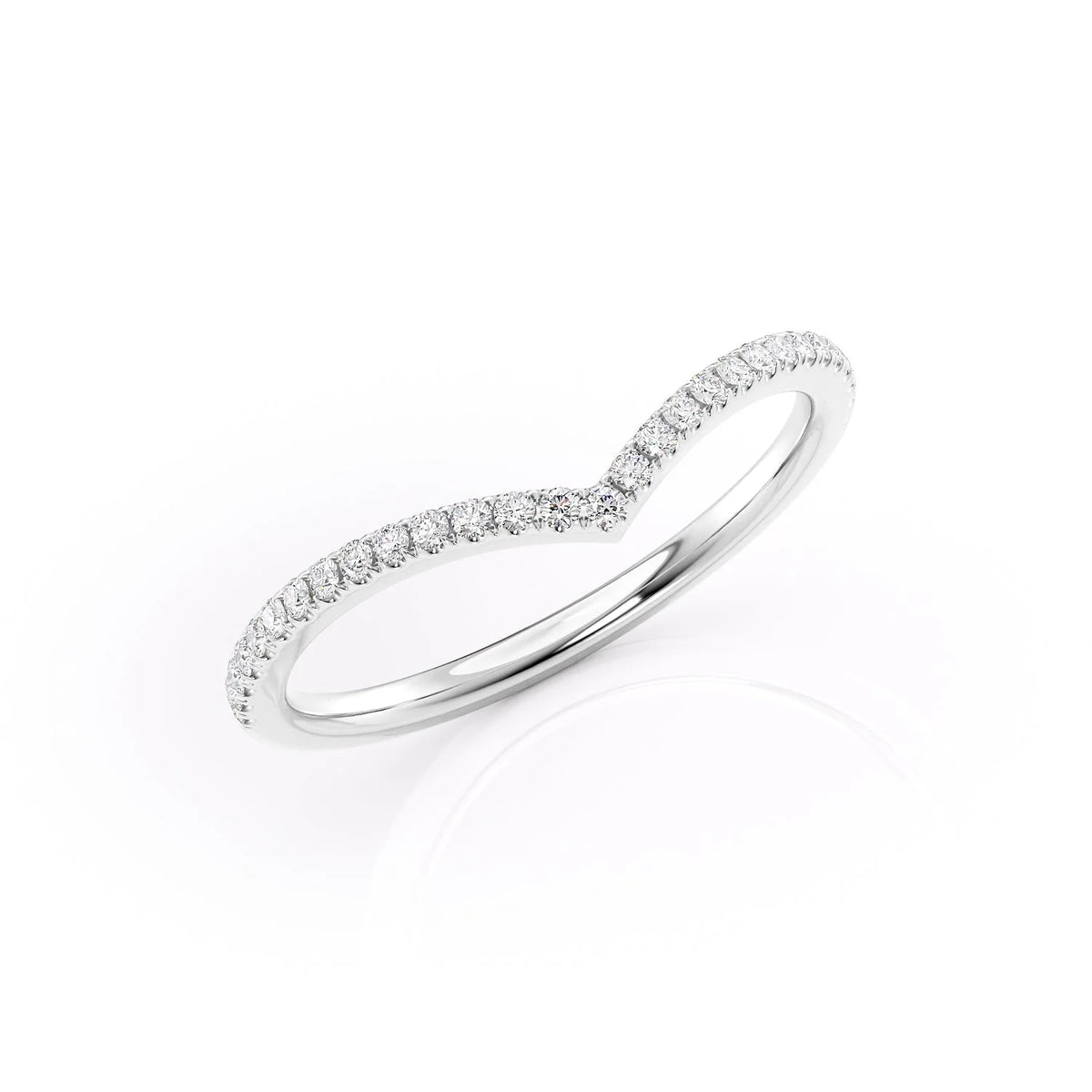 Radiant Crest VVS1 Lab-Grown Half Eternity Wedding Ring in 18K White Gold top Closeup View 
