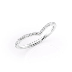 Radiant Crest VVS1 Lab-Grown Half Eternity Wedding Ring in 18K White Gold top Closeup View 