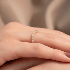 Radiant Crest VVS1 Lab-Grown Half Eternity Wedding Ring in 18K Yellow Gold in Finger View 3