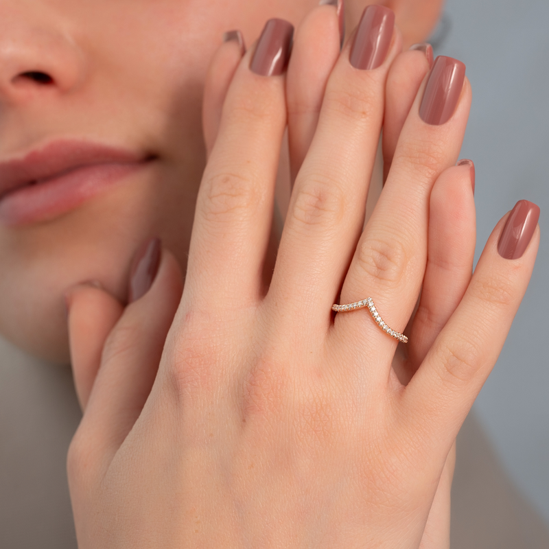 Radiant Crest VVS1 Lab-Grown Half Eternity Wedding Ring in 18K Yellow Gold in Finger View 4