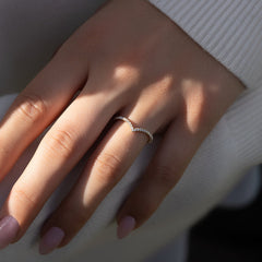 Radiant Crest VVS1 Lab-Grown Half Eternity Wedding Ring in 18K Yellow Gold in Finger View 6
