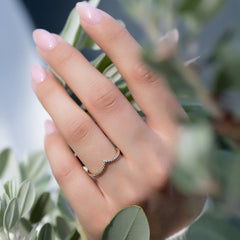 Radiant Crest VVS1 Lab-Grown Half Eternity Wedding Ring in 18K Yellow Gold in Finger View 7