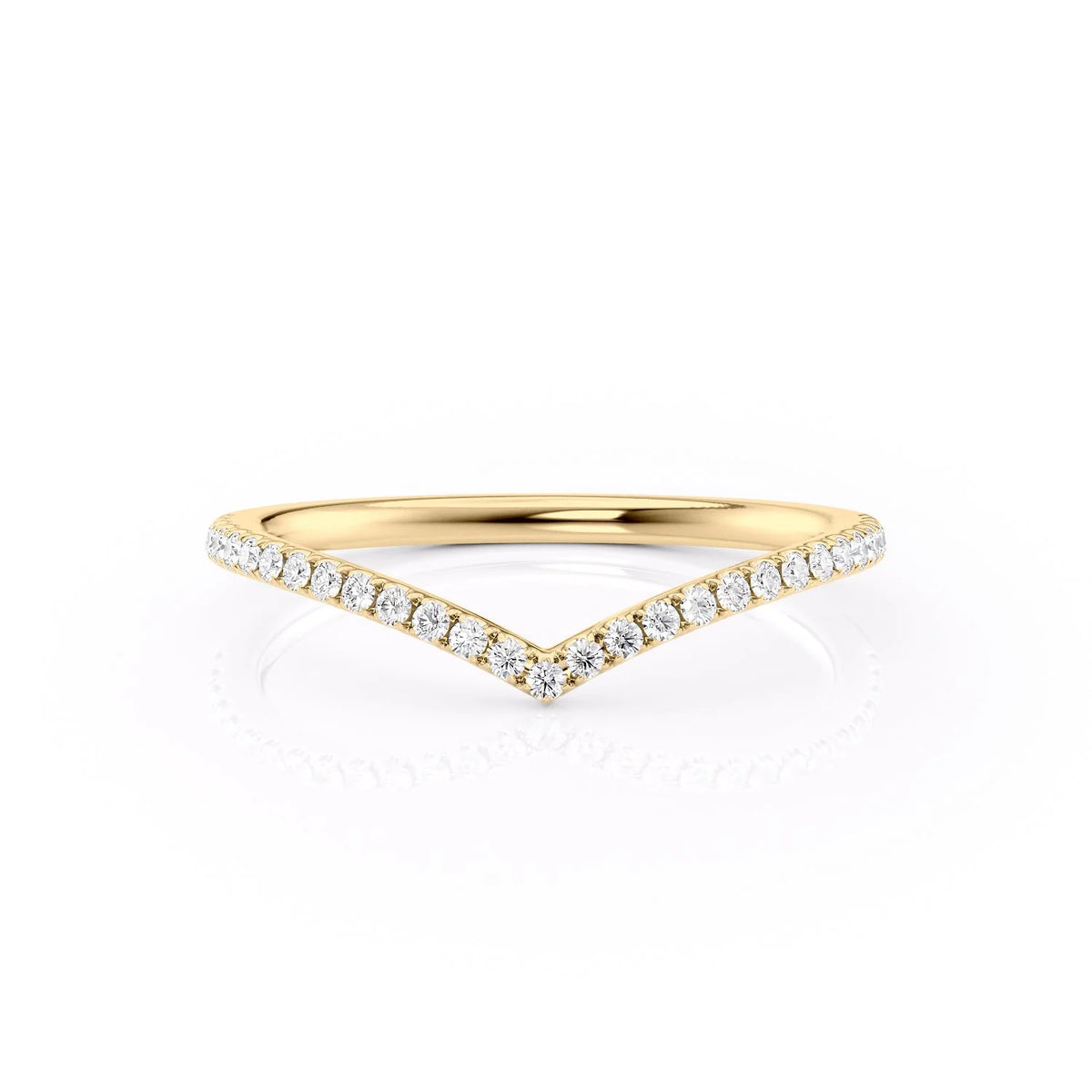 Radiant Crest VVS1 Lab-Grown Half Eternity Wedding Ring in 18K Yellow Gold in Front View 