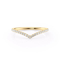 Radiant Crest VVS1 Lab-Grown Half Eternity Wedding Ring in 18K Yellow Gold in Front View 