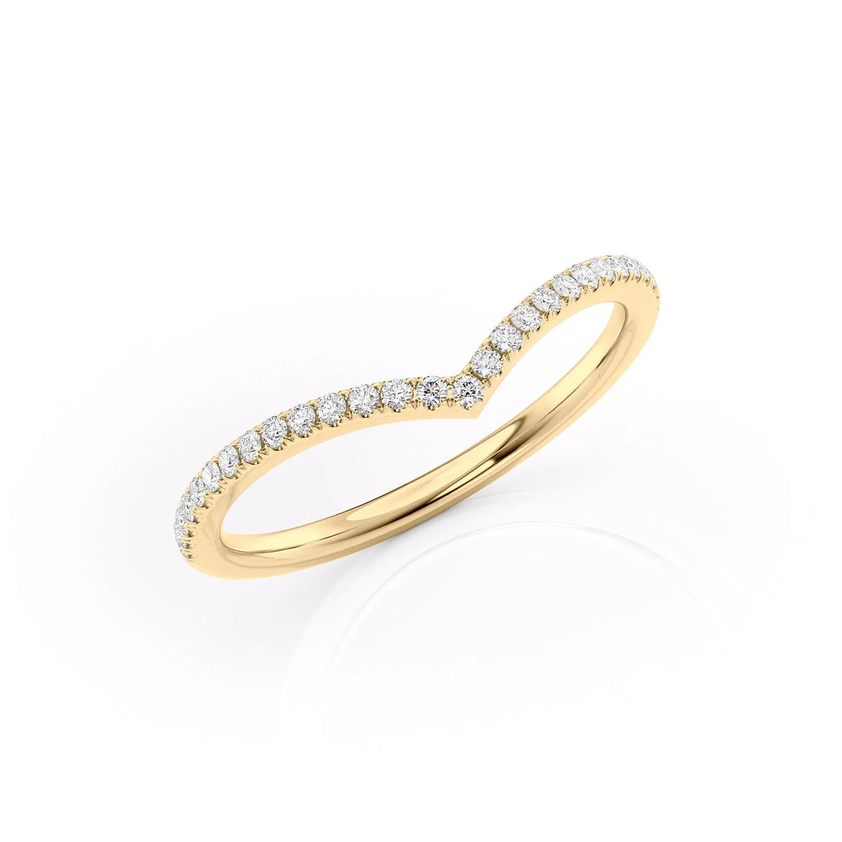 Radiant Crest VVS1 Lab-Grown Half Eternity Wedding Ring in 18K Yellow Gold top Front View 