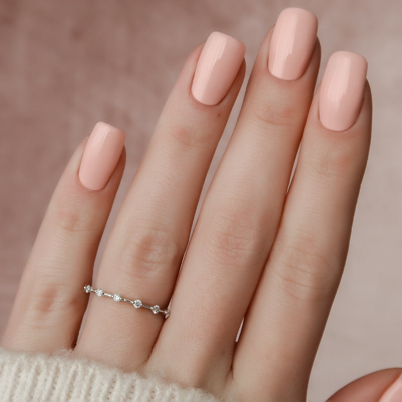 Radiant Echo VVS1 Lab‑Grown Half‑Eternity Wedding Ring in 18K White Gold Finger View