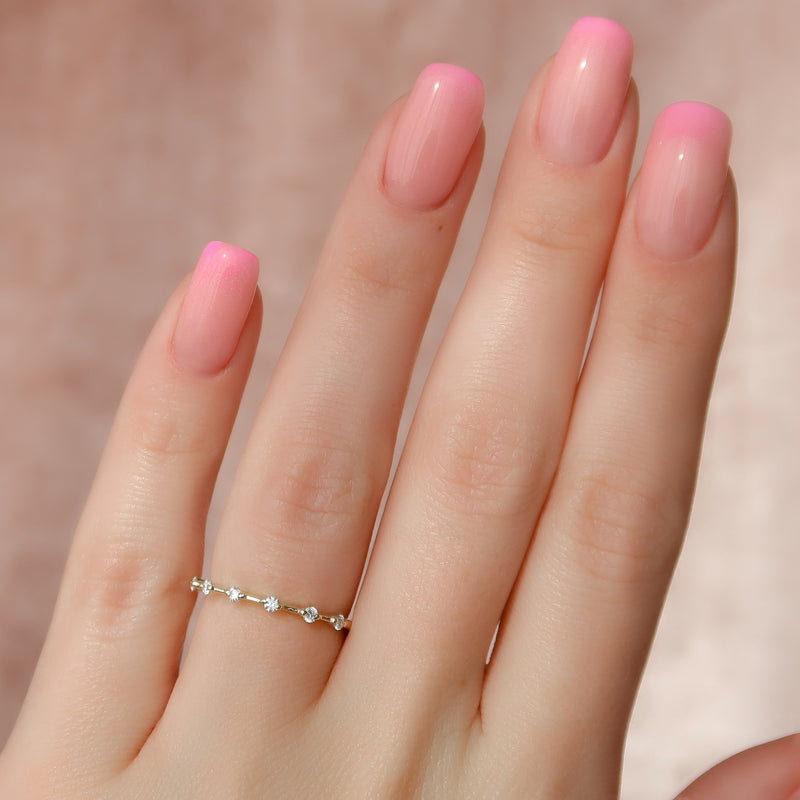 Radiant Echo VVS1 Lab‑Grown Half‑Eternity Wedding Ring in 18K Yellow Gold Hand View