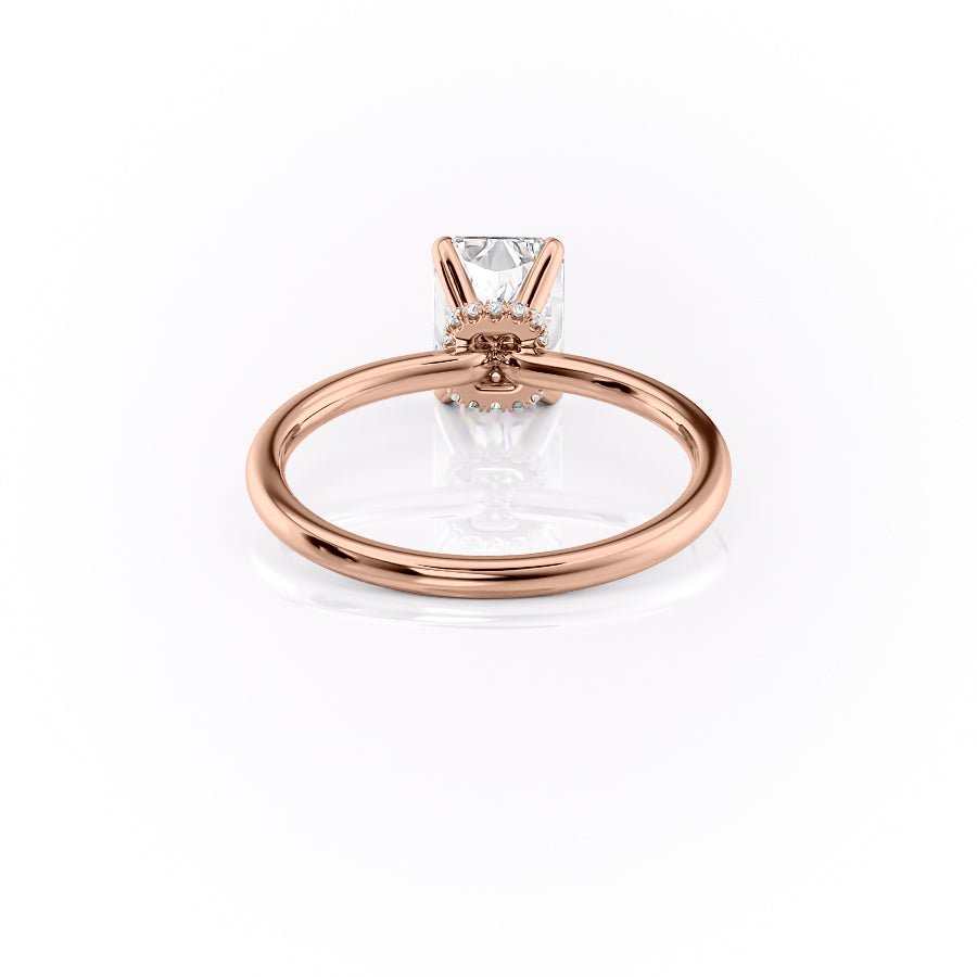 Radiant Glory 3.02 Carat VVS1 Lab-Grown Hidden Halo Engagement Ring in 18K Rose Gold Back View