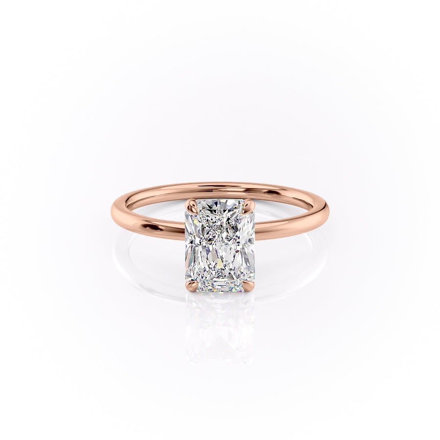 Radiant Glory 3.02 Carat VVS1 Lab-Grown Hidden Halo Engagement Ring in 18K Rose Gold Front View