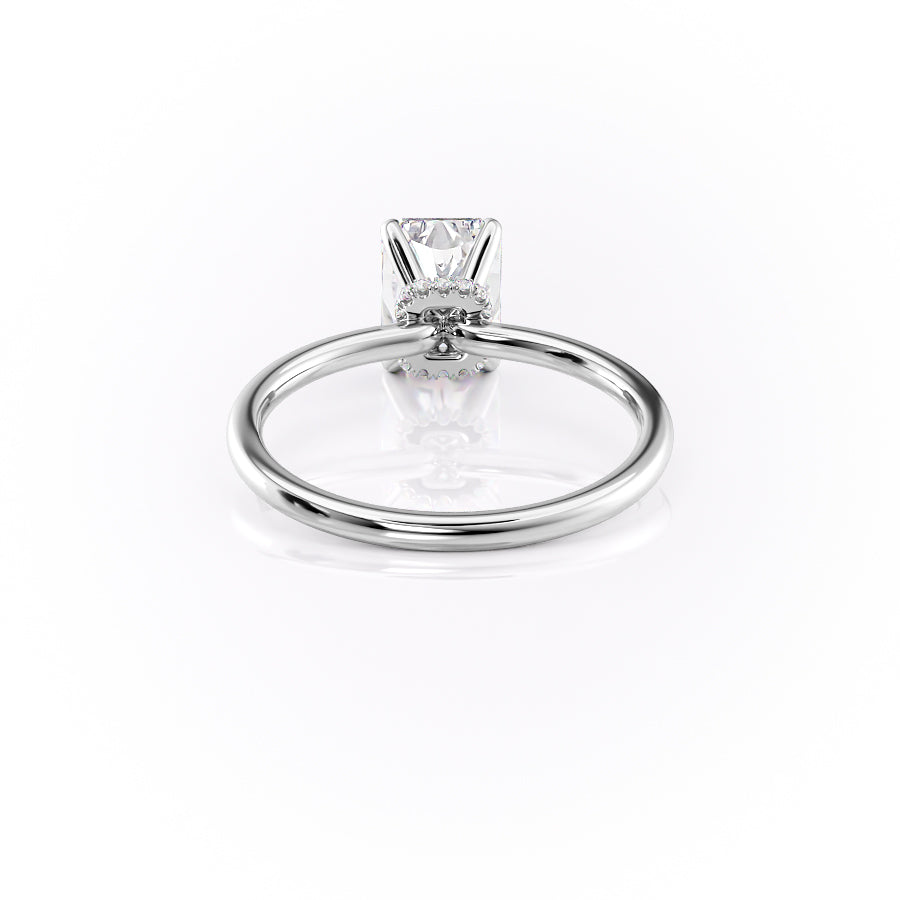 Radiant Glory 3.02 Carat VVS1 Lab-Grown Hidden Halo Engagement Ring in 18K White Gold Back View