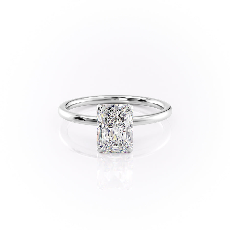 Radiant Glory 3.02 Carat VVS1 Lab-Grown Hidden Halo Engagement Ring in 18K White Gold Front View