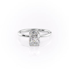 Radiant Glory 3.02 Carat VVS1 Lab-Grown Hidden Halo Engagement Ring in 18K White Gold Front View