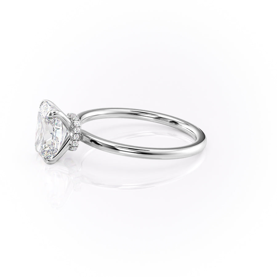 Radiant Glory 3.02 Carat VVS1 Lab-Grown Hidden Halo Engagement Ring in 18K White Gold Front View