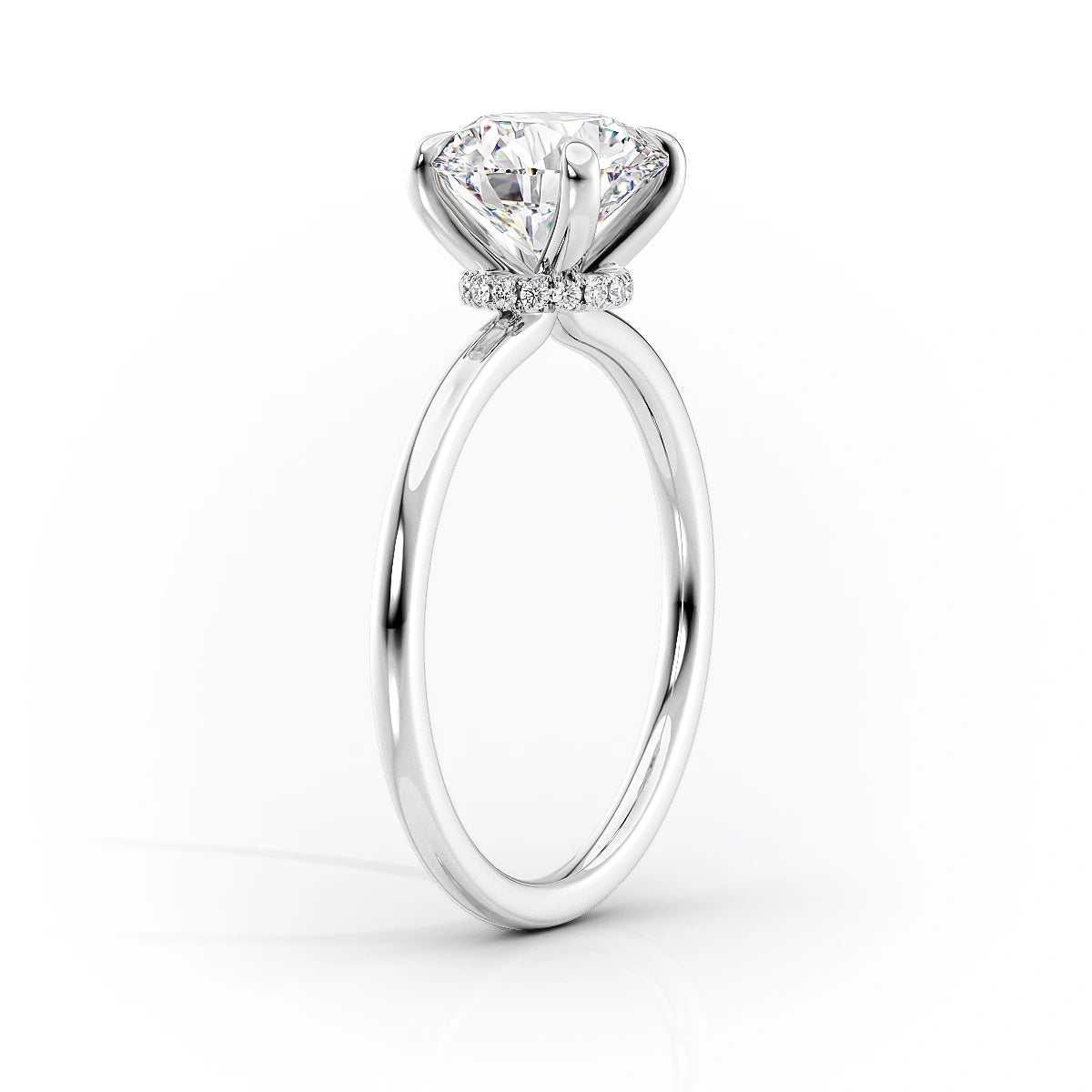 Radiant Glory 3.02 Carat VVS1 Lab-Grown Hidden Halo Engagement Ring in 18K White Gold Standing View