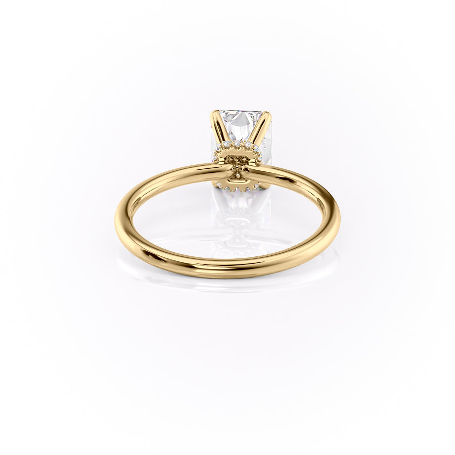 Radiant Glory 3.02 Carat VVS1 Lab-Grown Hidden Halo Engagement Ring in 18K Yellow Gold Back View 