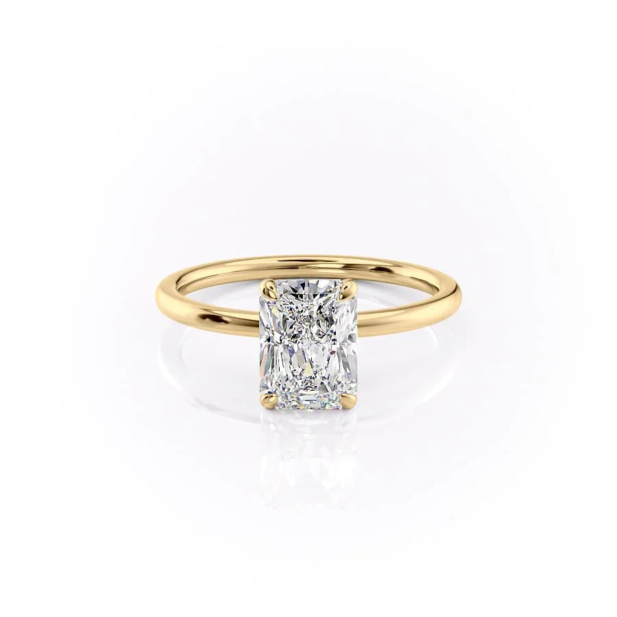 Radiant Glory 3.02 Carat VVS1 Lab-Grown Hidden Halo Engagement Ring in 18K Yellow Gold Front View