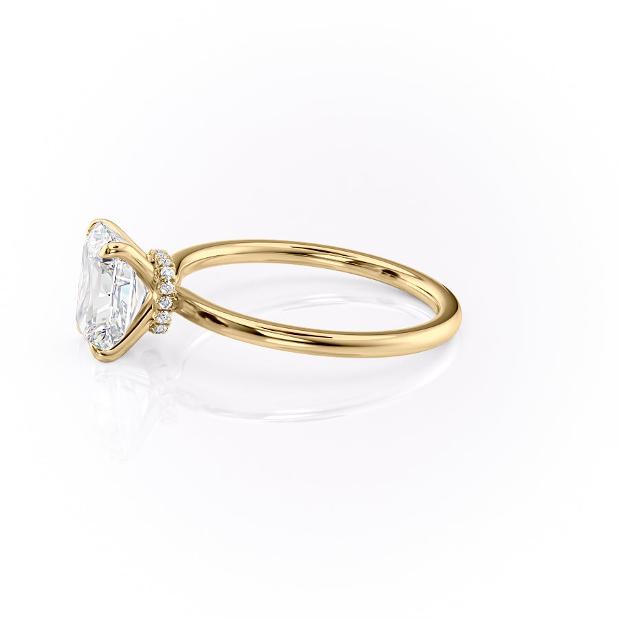 Radiant Glory 3.02 Carat VVS1 Lab-Grown Hidden Halo Engagement Ring in 18K Yellow Gold Left View