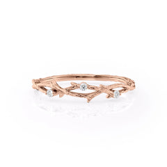 Radiant Vine VVS1 Lab-Grown Wedding Ring in 18K Rose Gold Front View