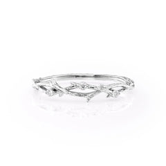 Radiant Vine VVS1 Lab-Grown Wedding Ring in 18K White Gold Front View