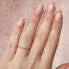 Radiant Vine VVS1 Lab-Grown Wedding Ring in 18K White Gold Hand View