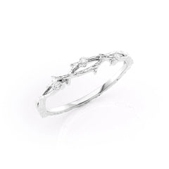 Radiant Vine VVS1 Lab-Grown Wedding Ring in 18K White Gold Standing View