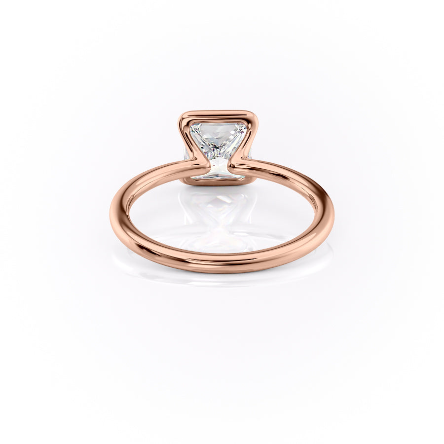 Regal Bezel 2.05 Carat VVS Lab-Grown Princess Solitaire Engagement Ring in 18K Rose Gold Back Side View