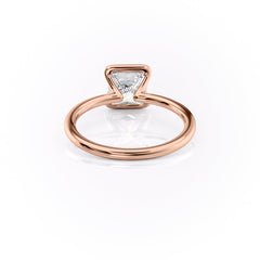 Regal Bezel 2.05 Carat VVS Lab-Grown Princess Solitaire Engagement Ring in 18K Rose Gold Back Side View