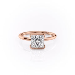 Regal Bezel 2.05 Carat VVS Lab-Grown Princess Solitaire Engagement Ring in 18K Rose Gold Front Side View