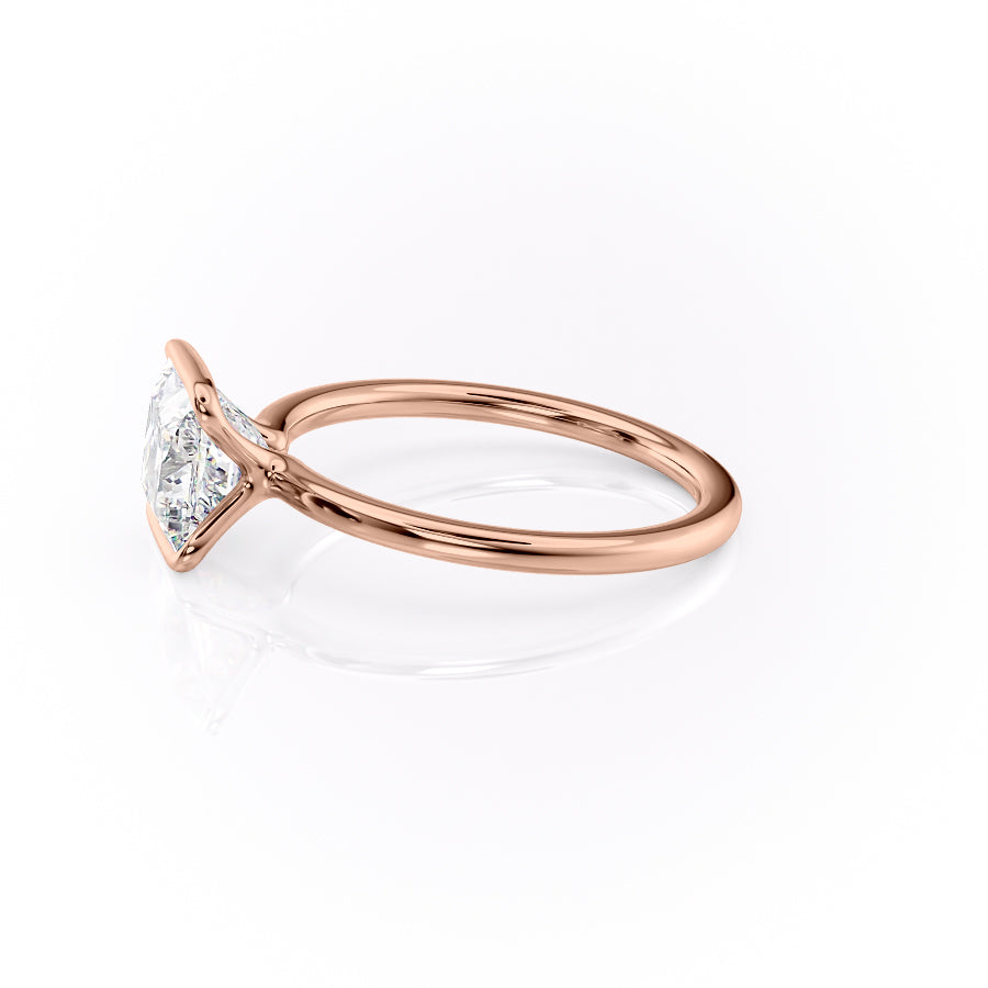 Regal Bezel 2.05 Carat VVS Lab-Grown Princess Solitaire Engagement Ring in 18K Rose Gold Left Side Cross View