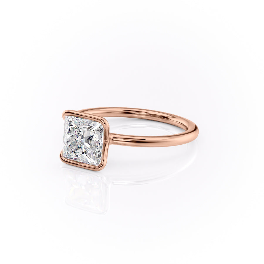 Regal Bezel 2.05 Carat VVS Lab-Grown Princess Solitaire Engagement Ring in 18K Rose Gold Left Side View