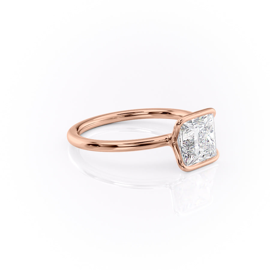 Regal Bezel 2.05 Carat VVS Lab-Grown Princess Solitaire Engagement Ring in 18K Rose Gold Right Side View