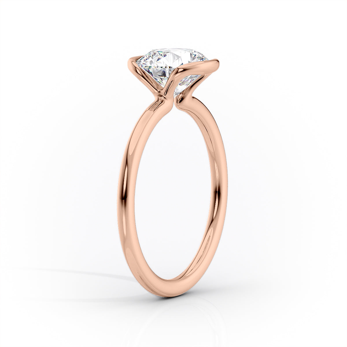 Regal Bezel 2.05 Carat VVS Lab-Grown Princess Solitaire Engagement Ring in 18K Rose Gold Standing View