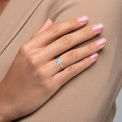 Regal Bezel 2.05 Carat VVS Lab-Grown Princess Solitaire Engagement Ring in 18K White Gold Finger View