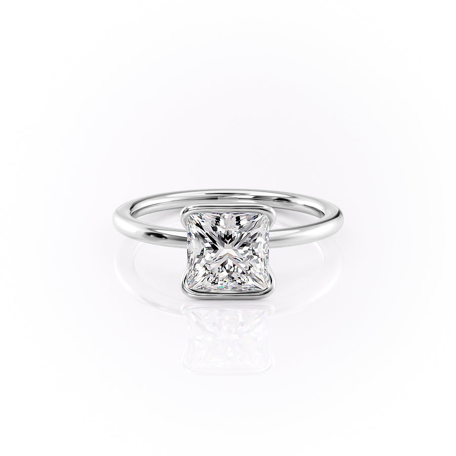 Regal Bezel 2.05 Carat VVS Lab-Grown Princess Solitaire Engagement Ring in 18K White Gold Front Side View