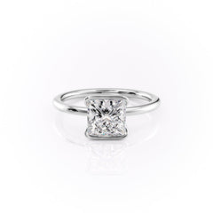 Regal Bezel 2.05 Carat VVS Lab-Grown Princess Solitaire Engagement Ring in 18K White Gold Front Side View