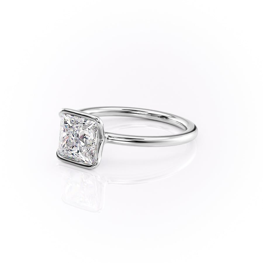 Regal Bezel 2.05 Carat VVS Lab-Grown Princess Solitaire Engagement Ring in 18K White Gold Left Side Cross View