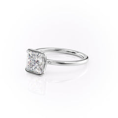 Regal Bezel 2.05 Carat VVS Lab-Grown Princess Solitaire Engagement Ring in 18K White Gold Left Side Cross View
