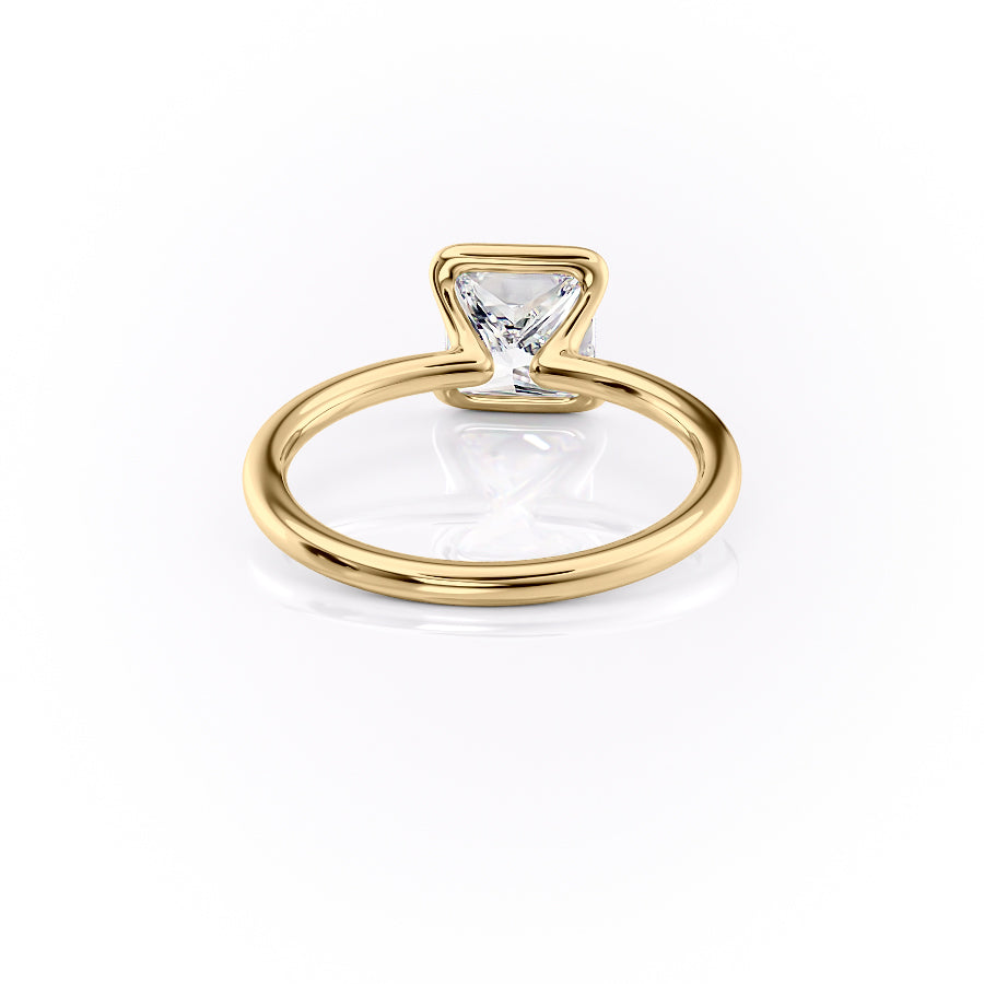 Regal Bezel 2.05 Carat VVS Lab-Grown Princess Solitaire Engagement Ring in 18K Yellow Gold Back Side View
